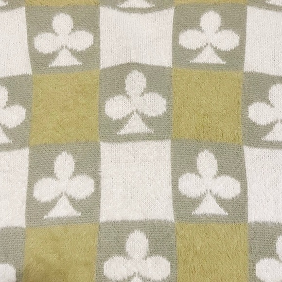 Sweater Cardigan Womens Large Green Spades Clover NWT Button Front Loose V-Neck - Picture 4 of 10